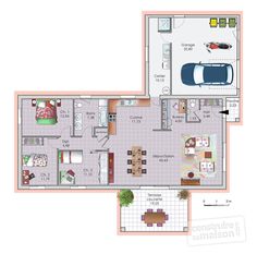 the floor plan for an apartment with two bedroom and one bathroom, including a living room