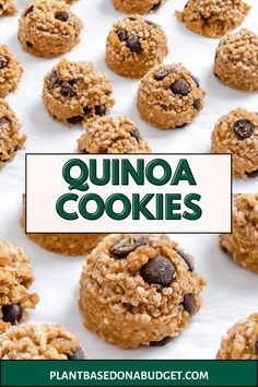 These Vegan Chocolate Chip Quinoa Cookies are the perfect healthy, simple, and no bake treat! They're packed with flavor and kids will love it! #plantbasedonabudget #quinoa #cookies Quinoa Cookies Healthy, Quinoa Cookies, Cookies Healthy, Banana Cookies, Vegan Chocolate Chip, No Bake Treats, Vegan Chocolate