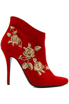 Balmain | shoes ( booties ) Red High, Red Suede, Red Shoes, Suede Ankle Boots, Suede Booties