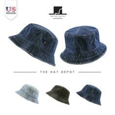 The Hat Depot  Washed Cotton Denim Bucket Hat 100% Cotton The Hat Depot WASHED COTTON DENIM & TIE DYE BUCKET HAT - This fascinating and classic denim bucket hat is perfect bucket hat for anywhere you go with outdoor activities. This denim bucket hat combines both various your daily styles to turn your head and comfort for your all-day wear. You can use it for your usual day-to-day activities. A Must Have Item! PREMIUM QUALITY - The 100% cotton make it, cozy and comfortable for the perfect fit, e Summer Denim Hats With Flat Brim, Dark Wash Denim Hat For Summer, Summer Denim Hat In Dark Wash, Denim Blue Hat For Spring Outdoor, Summer Denim Hat With Flat Brim, Denim Blue Spring Outdoor Hat, Dark Wash Denim Summer Hat, Casual Dark Wash Short Brim Hat, Medium Wash Denim Bucket Hat With Wide Brim