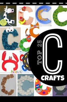 the letter c is surrounded by many different crafts and activities for children to do with them