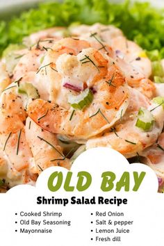 an old bay shrimp salad recipe on a plate