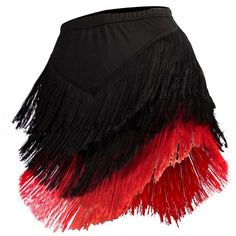 a skirt with red and black fringes on it