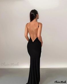 OliviaMark - Elegant Backless Slim-fit Mermaid Evening Dress Gown with a Chic Low-cut Design Backless Black Dress Classy, All White Party Outfits, Short Long Dresses, Formal Wedding Guest Dress, Black Dresses Classy, Black Backless Dress, Mermaid Evening Gown, Fancy Dresses Long, Mermaid Evening Dresses