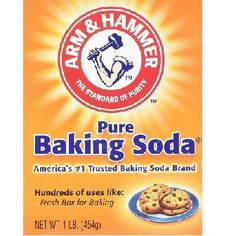 a box of baking soda sitting on top of a table