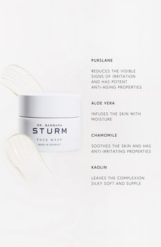 What it is: An intensive mask for extra moisture and smoothness that contains aloe vera and chamomile to help calm skin, too.What it does: Purslane, the key active ingredient, activates your skin's antioxidant system and protects sensitive cell membranes against free-radical attack. Kaolin, also known as China clay, lends silky-soft smoothness and suppleness to the skin. How to use: You can apply the mask generously to the skin 2–3 times per week after cleansing as an additional booster. Leave t Dr Barbara Sturm, Barbara Sturm, China Clay, Cell Membrane, Clay Masks, Beauty Wellness, Sweet Almond Oil, The Mask, Active Ingredient