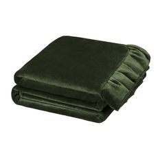 a green blanket folded on top of each other