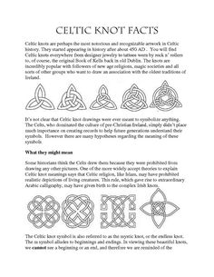 celtic knots and their meanings are shown in this page, with the text below it