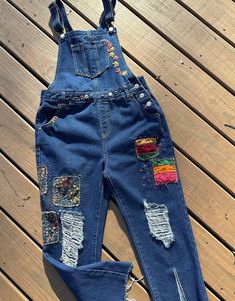 Patch Overalls Punk, Patches On Overalls, Embellished Overalls, Decorated Overalls, Upcycled Overalls, Stretchy Overalls, Custom Overalls, Diy Overalls, Painted Overalls