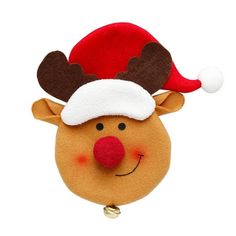 a christmas ornament with a reindeer's head on it and a red nose