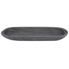 an oval gray tray on a white background