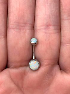 Titanium implant grade double White opal Bezel internally threaded Belly button ring..14g..11mm Opal Belly Button Ring, Opal Belly Button Piercing, Opal Belly Ring, Belly Piercing Jewelry, Belly Piercing Ring, Button Piercing, Shiny Jewelry, White Opal Ring, Piercing Ring