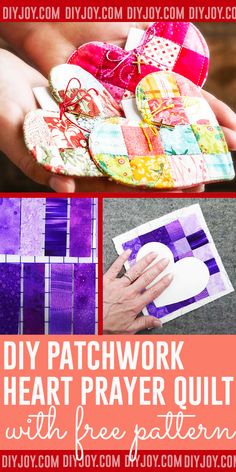 the diy patchwork heart prayer quilt with free pattern and instructions to make it