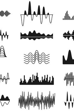 various sound waves are shown in black and white