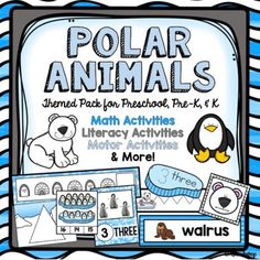 polar animals themed pack for preschool, prek - k and k