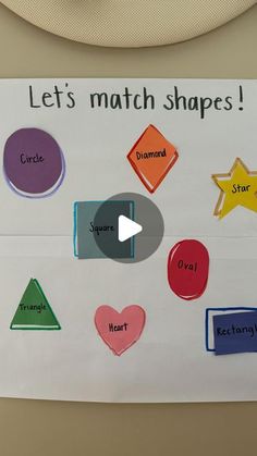 a poster with different shapes and words on it that says let's match shapes