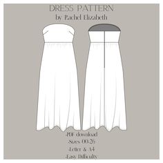 the dress pattern is shown in two different sizes