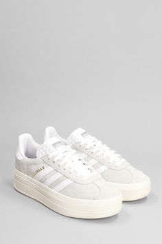 Gazelle Bold Sneakers in grey suede, platform rubber sole, bands on side with logo print, laces, logo on heel, 100% suede, Made in Vietnam Adidas Gazelle Bold, Shoes For School, Gazelle Bold, Adidas Originals Gazelle