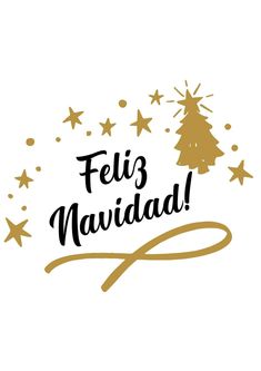 the words feli's navidad are written in black and gold on a white