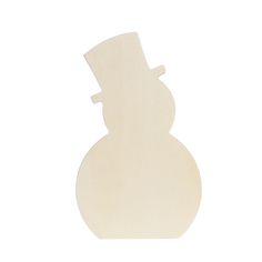 a wooden snowman ornament on a white background