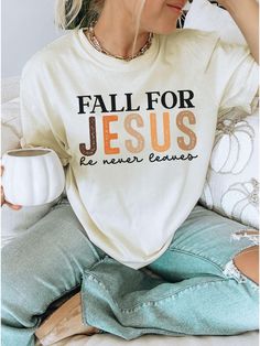 Fall for Jesus Comfort Colors® Shirt| Thanksgiving Shirt, Fall Christian Faith Shirt, Christian Gifts For Her, Inspiring Shirts Women Christian Thanksgiving Shirt, Church Outfits Fall, Fall Tshirt Ideas, Inspiring Shirts, Scripture Shirts, Fall Christian, Eye Ideas, Christian Thanksgiving, Fall For Jesus