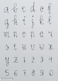 the letters and numbers are written in cursive writing with black ink on white paper