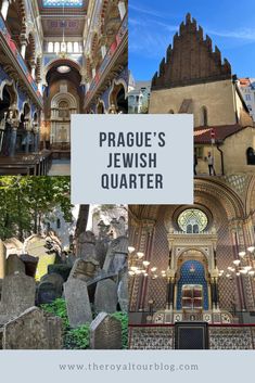 the inside of a jewish church with text overlay that reads prague's jewish quarter