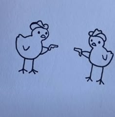 two birdies with glocks Tattoo Ideas For Best Friends Funny, 2 Matching Tattoos, Small Siblings Tattoo, Stupidly Cute Tattoos, Dorky Tattoo Ideas, Tattoo Idea Friends, Sibling Funny Tattoos, Small Cartoon Tattoos Simple, Cool Matching Tats