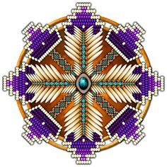 an image of a beaded design with beads and feathers on the inside of it