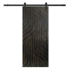 an image of a wooden door with metal bars on the bottom and black wood in the middle