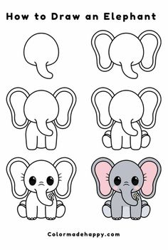 how to draw an elephant for kids with easy step - by - step drawing instructions