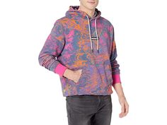 Timberland All Over Print Hoodie - Men's Clothing : Summer Rock Print : Stay warm while looking your best in the Timberland All Over Print Hoodie. Pullover construction. Hood attached around neckline. Logo patch at center of chest. Long set-in sleeves with rib knit openings. Marbled patterning printed all over. Kangaroo pocket on front. Classic fit silhouette. Straight rib knit hemline. 80% cotton, 20% polyester. Machine wash, tumble dry. Imported. Measurements: Length: 30 in Sleeve Length: 36 i Multicolor Crew Neck Sweatshirt With Drawstring Hood, Urban Multicolor Hoodie For Winter, Urban Multicolor Winter Hoodie, Casual Multicolor Fleece Sweatshirt, Multicolor Cotton Hoodie With Ribbed Cuffs, Multicolor Hoodie For Fall Loungewear, Multicolor Hoodie For Loungewear In Fall, Multicolor Winter Sweatshirt With Kangaroo Pocket, Urban Multicolor Winter Sweatshirt