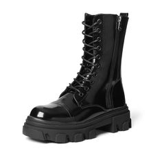 PRICES MAY VARY. Modern Military Combat Boots: Round toe, compact style, chunky platform, as well as the block heel, all the elements are exclusive for your chic look Classic Design for Convenient: Zip closure along the side of platform boots for easily wearing on or off, front lace up for calf circumference adjustment Mid Calf Boots with Low Heel: TPR outsoles feature in wear-resistance, block heels cushioned foot bed for comfort and stable Man Made Material: Soft and smooth PU leather upper, e Boots Low Heel, Military Combat Boots, Lug Sole Boots, Womens Combat Boots, Womens Mid Calf Boots, Boot Brands, Chunky Platform, Calf Boots, Mid Calf Boots