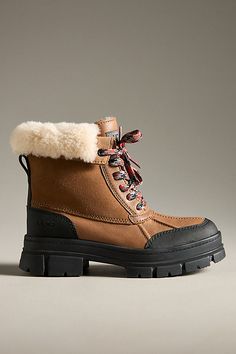 Ashton Addie Winter Boots by UGG in Yellow, Women's, Size: 8.5, Leather/Rubber/Suede at Anthropologie Winter Boots Aesthetic, Cute Winter Boots, Boots Aesthetic, Ugg Leather Boots, Womens Ugg Boots, Waterproof Winter Boots, Black Boots Tall, Chelsea Ankle Boots, Black Chelsea Boots