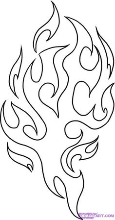 the outline of a fireball with flames on it, in black and white ink