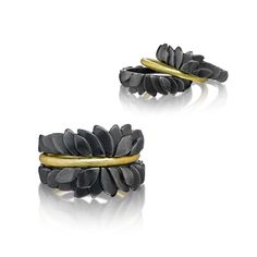 Stacking Leaves Rings by Giselle Kolb (Gold & Silver Rings) | Artful Home Silver And Gold Rings, Leaf Rings, Set Apart, Gold And Silver Rings, Artful Home, Discount Jewelry, Leaf Ring, Latest Jewellery, Contemporary Jewellery