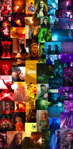 a collage of many different images with the words marvel on each one and an image of