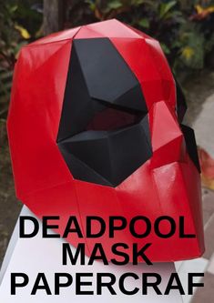 a paper mask with the words deadpool mask papercraft on it's side