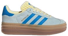 Adidas Gazelle Blue, Gazelle Bold Shoes, Adidas Bold, Adidas Gazelle Bold, Gazelle Bold, Yellow Adidas, Bold Shoes, Preppy Shoes, Yellow Sneakers