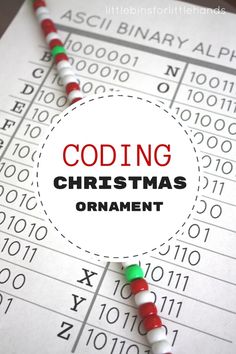 a christmas ornament is on top of a sheet of paper with the words, code