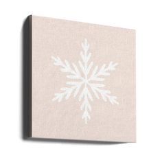 a white snowflake on a beige background canvas print wall art - product images