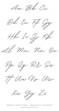 the cursive font and numbers used to make this calligraphy work on paper