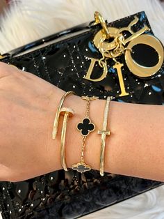 Cartier Juste un clou, VCA Alhambra, and Tiffany bracelets Tiffany Bracelet Stack, Cartier Juste Un Clou, Bracelets Stack, Tiffany Bracelets, Fine Watches, Cartier, Wedding Rings Engagement