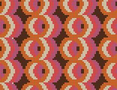 an orange, pink and brown knitted pattern