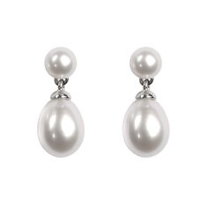 Pearl Dropper Earrings in 18Ct White Gold | Aspinal Elegant Cheap Teardrop Pearl Earrings, Luxury Pearl Earrings With French Hook, Cheap Single Pearl Earring For Everyday, Cheap Gold Dangle Pearl Earrings, Luxury Gold Pearl Drop Jewelry, Luxury Elegant Pearl Drop Hoop Earrings, Luxury Modern Gold Plated Pearl Earrings, Luxury Gold Pearl Earrings With Dangling Beads, Queens Jewels