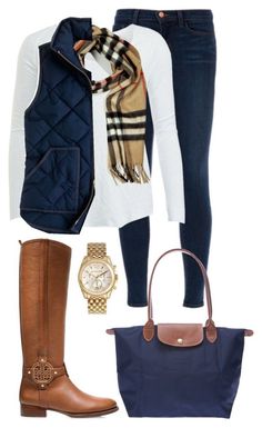 "Burberry and Tory" by preppy13 ❤ liked on Polyvore featuring J Brand, American Vintage, Burberry, J.Crew, Tory Burch, Longchamp and Michael Kors Mode Over 50, Scarf Shirt, Cute Winter Outfits, Meryl Streep, Outfit Winter, Casual Winter Outfits, Angelina Jolie