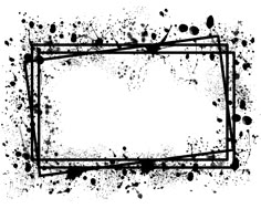 black and white ink splattered square frame