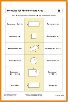 the perimeter and area worksheet for students to learn how to use it in their homeschool