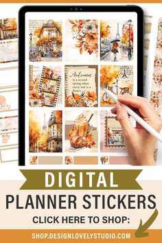 the digital planner stickers are shown here to show it's fall foliages