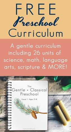 a book with text that reads free preschool and presch school curriium, including 2 units of science, math, language arts, and more